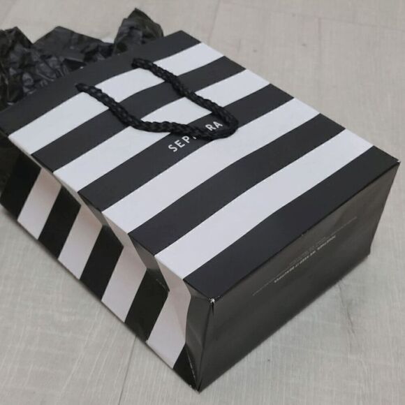 🖤🤍 SEPHORA Empty Striped Paper Shopping Gift Bag Rope Handles w/Tissues - Picture 8 of 9